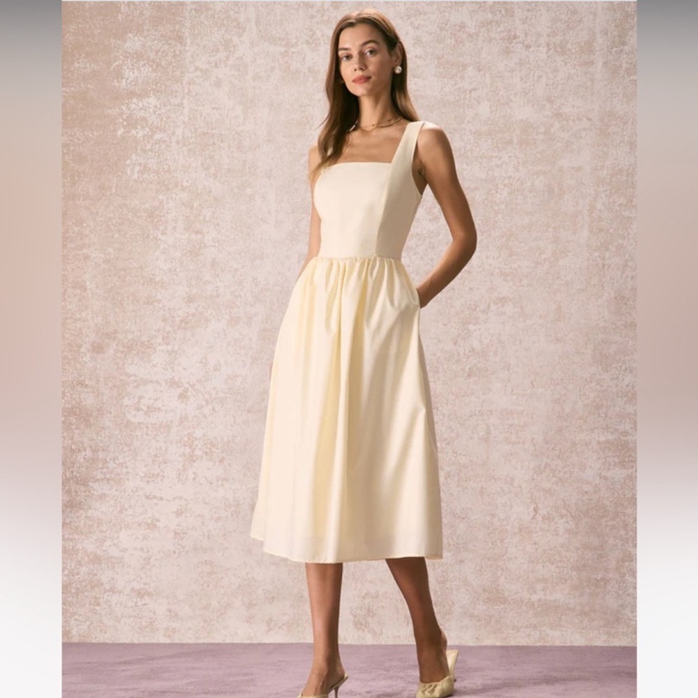 RIHOAS Cream Midi Dress